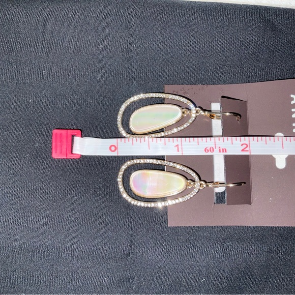 Earrings, Anne Klein Crystal Orbital Drop Earrings, White/Gold tone, NWT - Picture 8 of 8